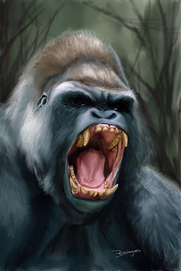 600x900 Gorilla Painting By Mario Domingues - Gorilla Painting
