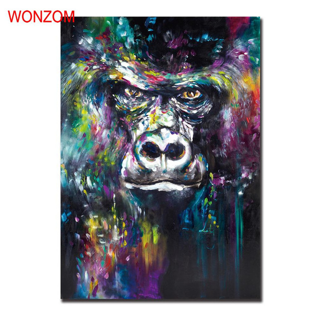 640x640 Gorilla Picture Of Abstract Painting Wall Christmas Canvas Picture - Gorilla Painting