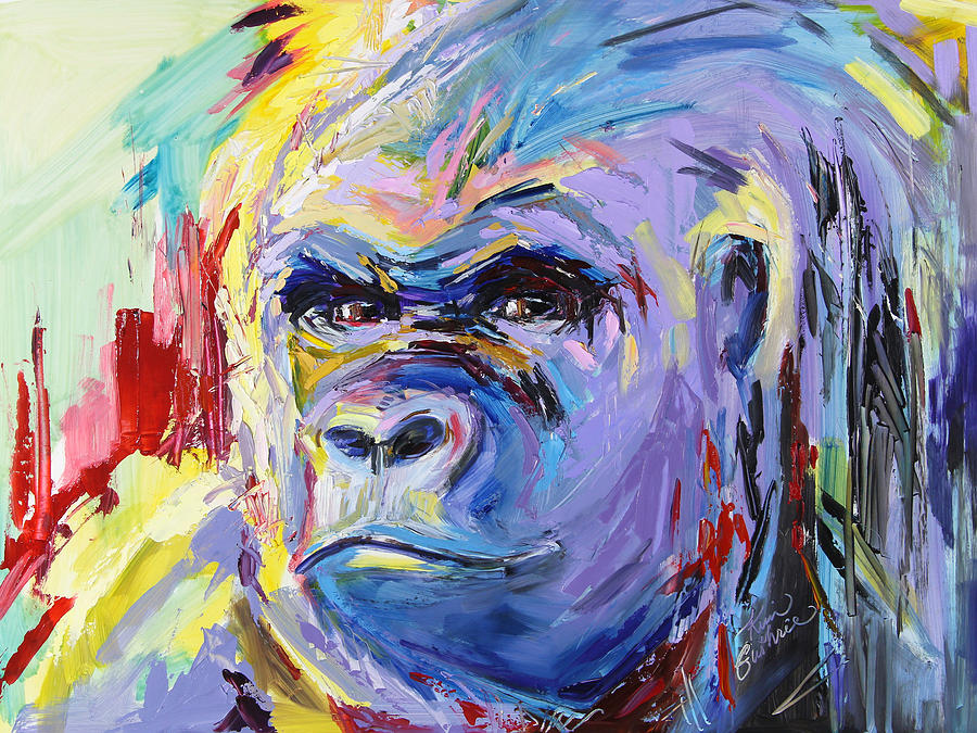 900x675 Gurilla Gorilla Oil Painting Painting By Kim Guthrie - Gorilla Painting