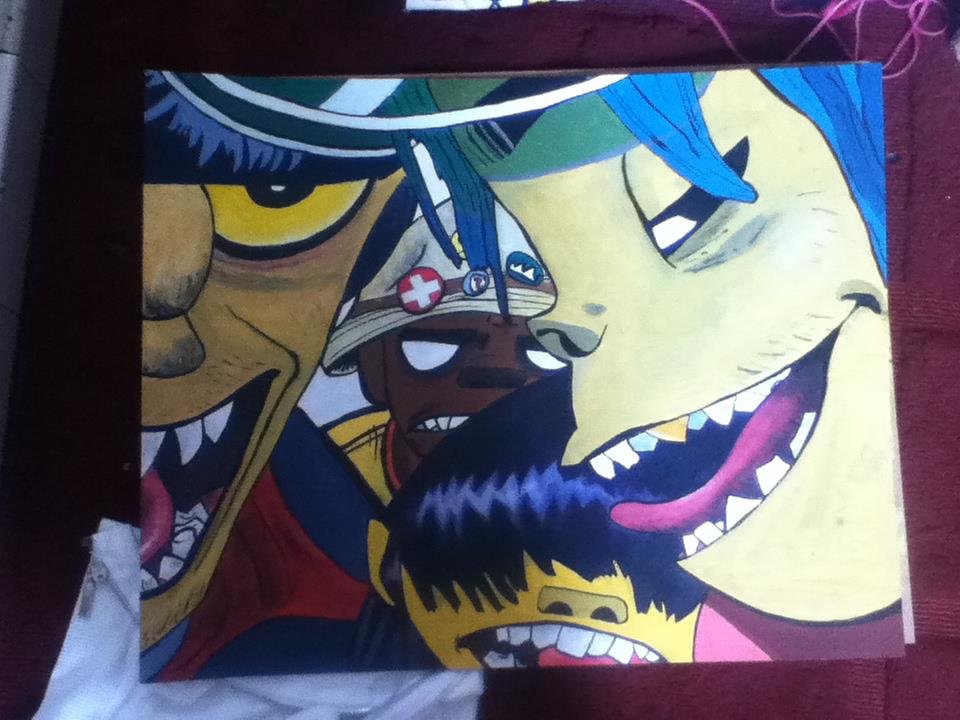 960x720 Gorillaz Acrylic Painting By Gumdrop0 - Gorillaz Painting