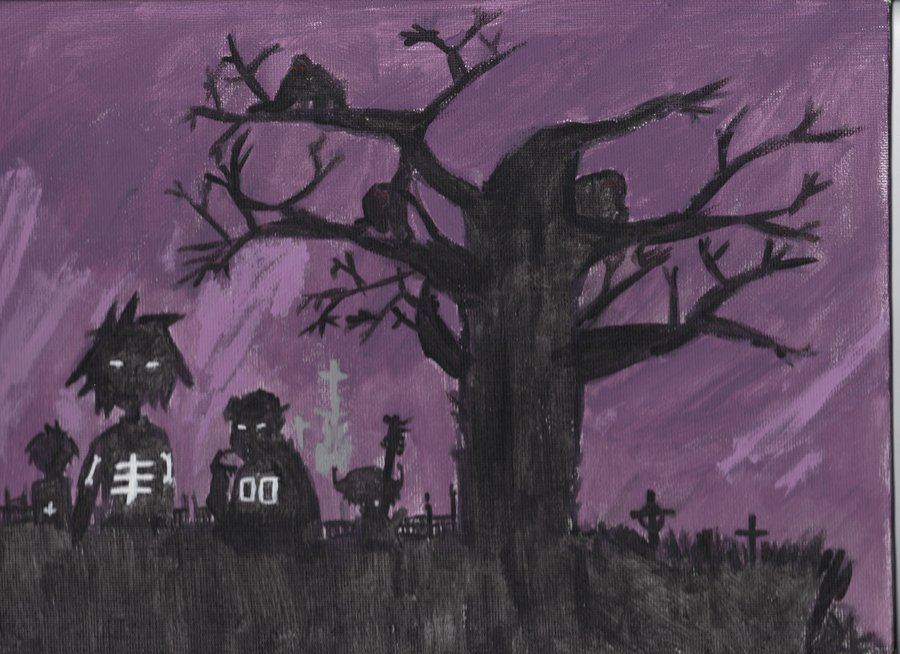 900x654 Gorillaz Painting By Invaderjenjen - Gorillaz Painting