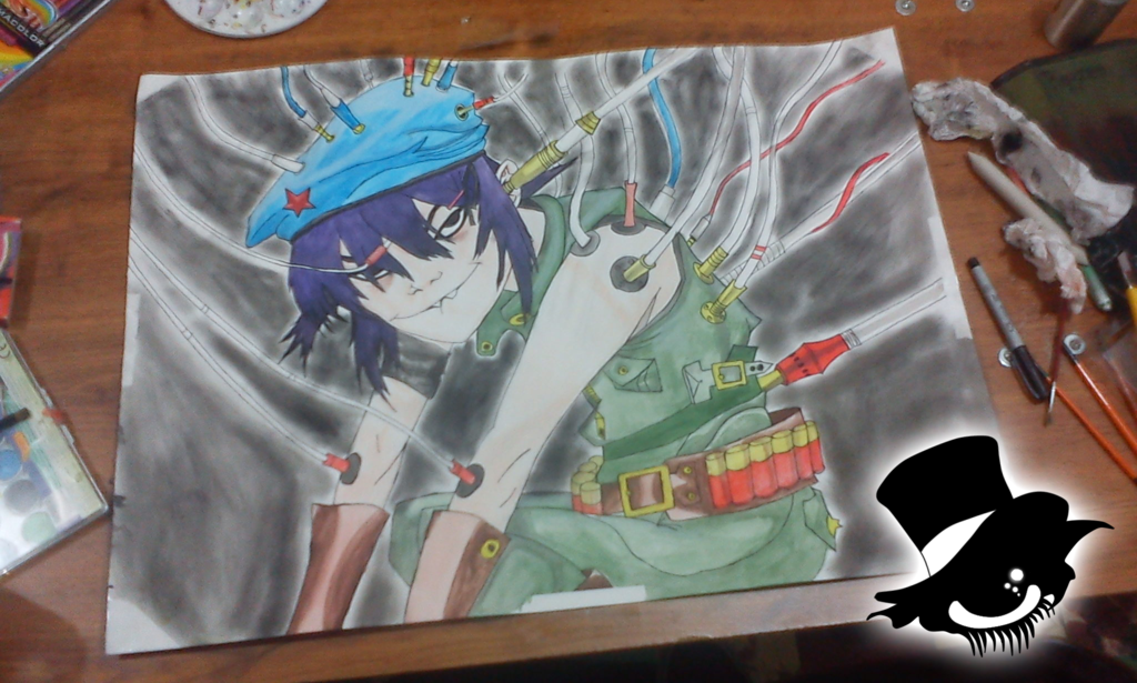 1024x615 Noodle From Gorillaz Watercolor Painting By Rayzenart - Gorillaz Painting