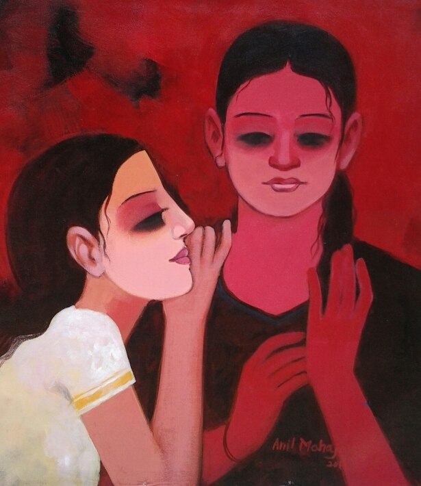 615x710 Two Girls - Gossip Girl Painting