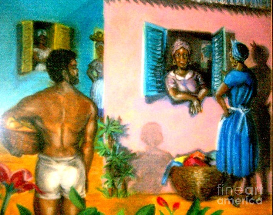 900x709 Dirty Laundry Gossip Painting By Jose Breaux - Gossip Painting