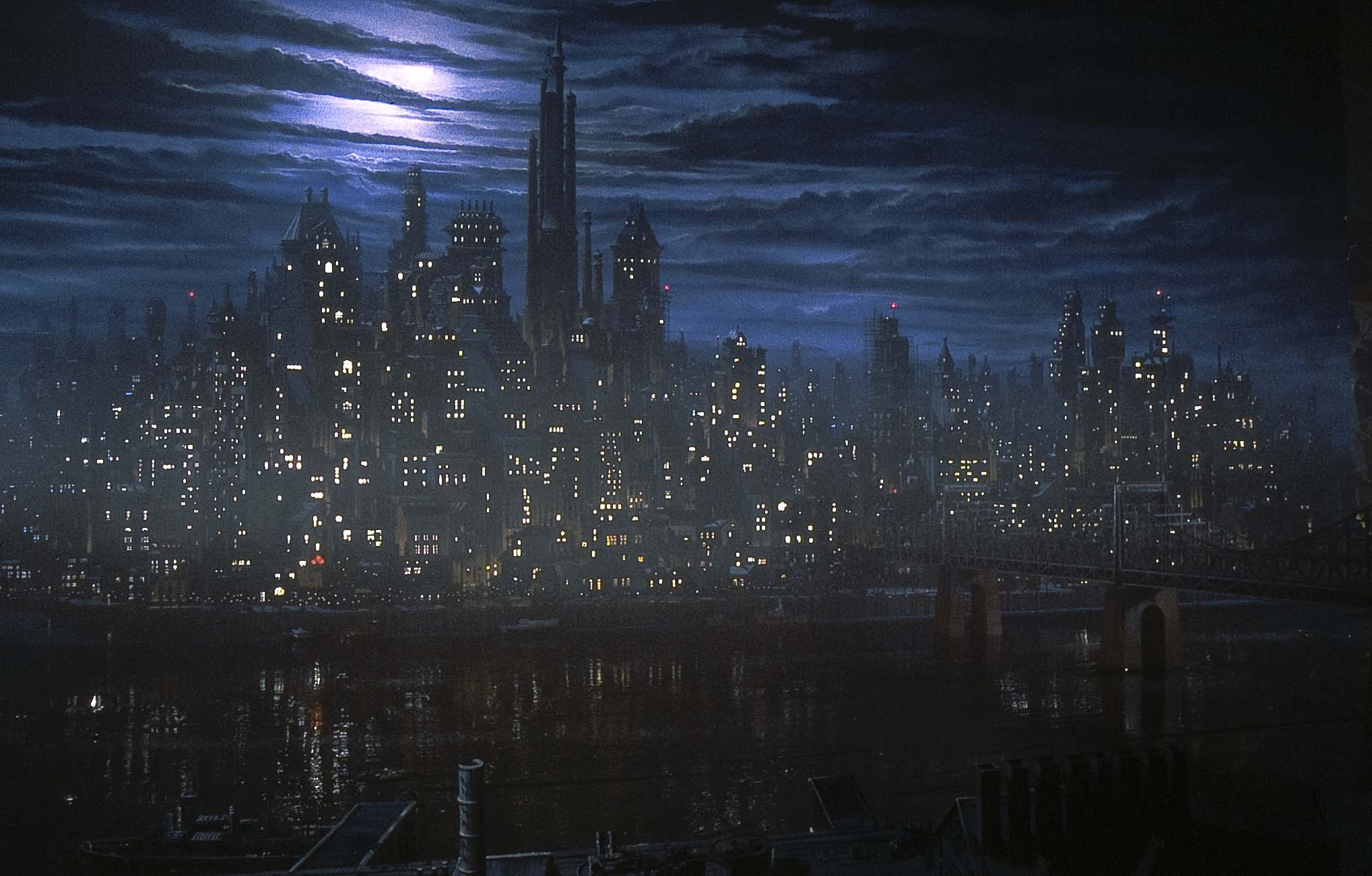 2037x1301 Gotham City Matte Painting From Batman (1989) Batman - Gotham City Painting