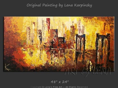 400x300 Original Gotham City Paintings Art By Lena - Gotham City Painting