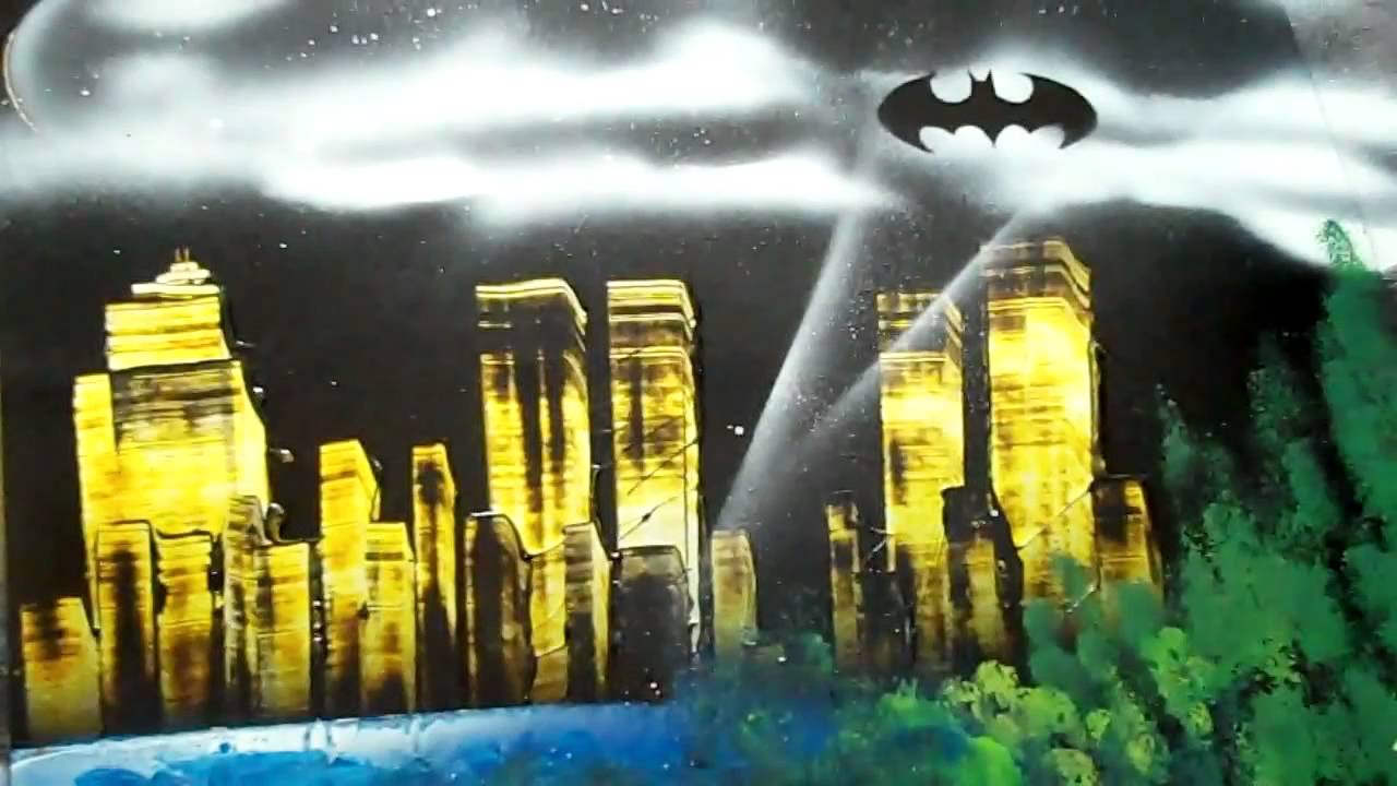 1280x720 Spray Paint Art Gotham City - Gotham City Painting