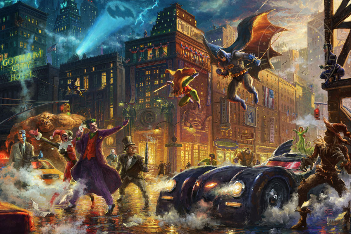 1200x800 The Dark Knight Saves Gotham City - Gotham City Painting