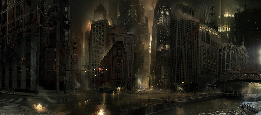 1000x441 Idr - Gotham City Painting