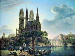 300x224 Gothic Cathedral By A River - Gothic Cathedral Painting