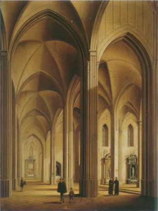 323x432 The Interior Of A Gothic Cathedral Painting, A Johann Ludwig Ernst - Gothic Cathedral Painting