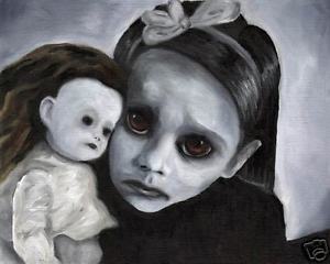 300x240 Goth Girl Amp Doll Gothic Art Print Of Painting By Vern Ebay - Gothic Girl Painting