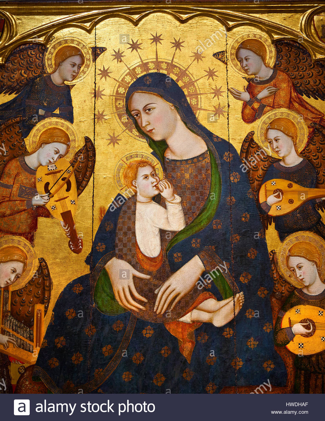 1073x1390 Gothic Painted Panel Virgin Suckling The Child By Llorenc - Gothic Painting