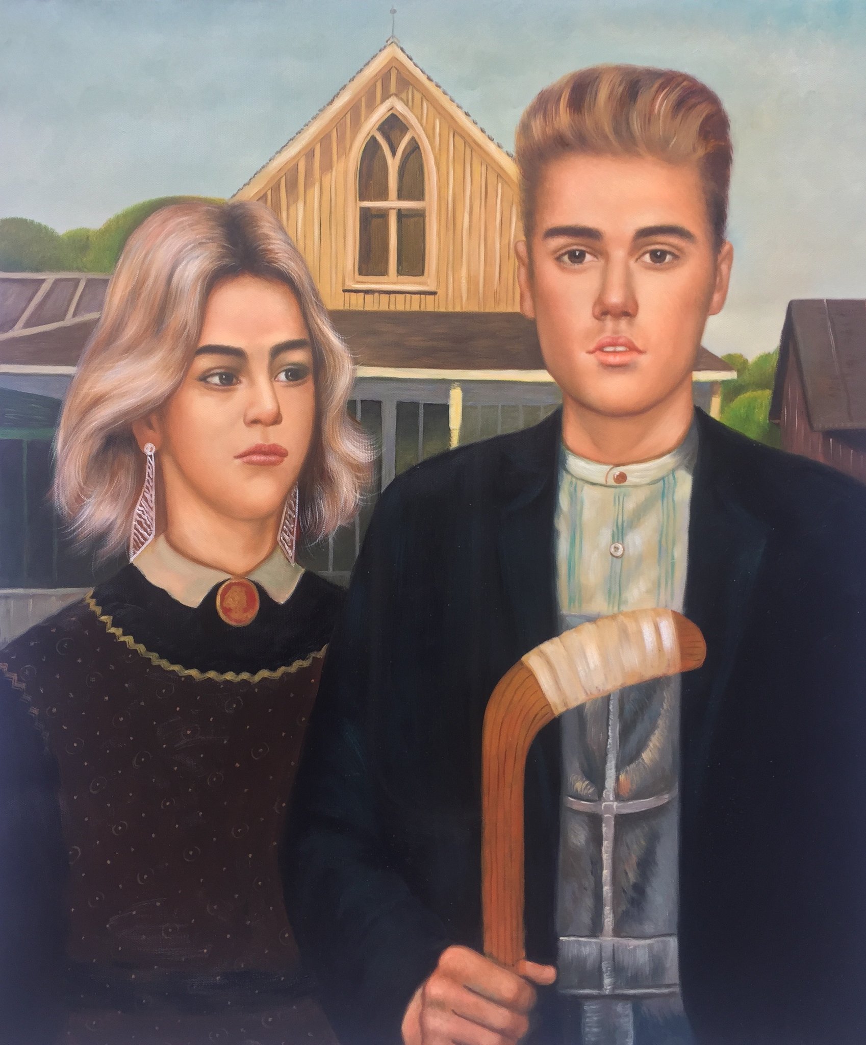 1698x2048 Nobilified Celebrates Bieber Gomez Reunion, - Gothic Style Painting