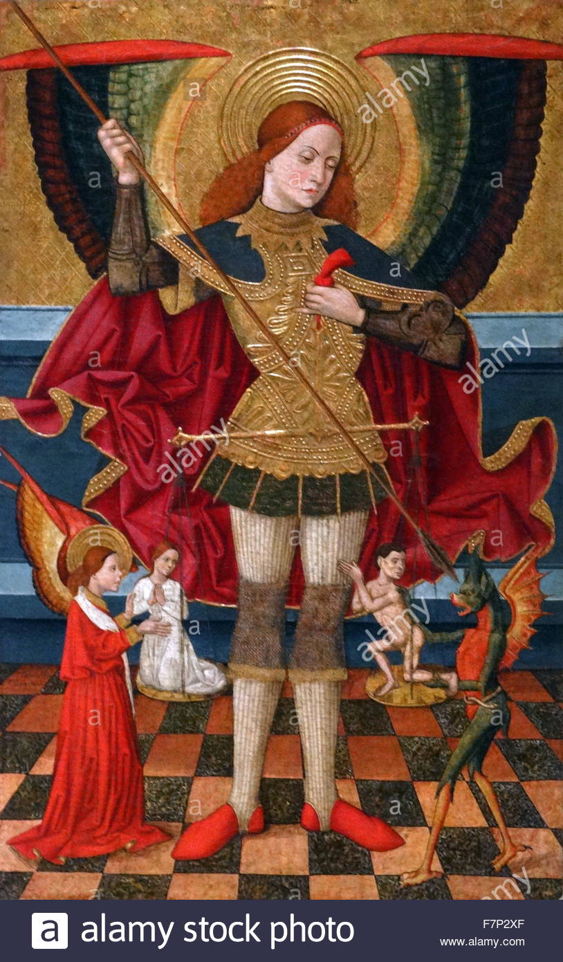 814x1390 Painting Depicting St. Michael Weighing Souls By Juan De La - Gothic Style Painting