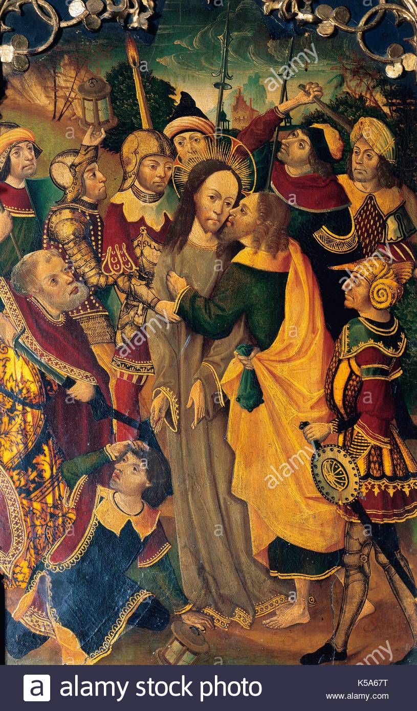 815x1390 The Kiss Of Judas. Altarpiece Of Caparroso. Detail. Flamenco - Gothic Style Painting