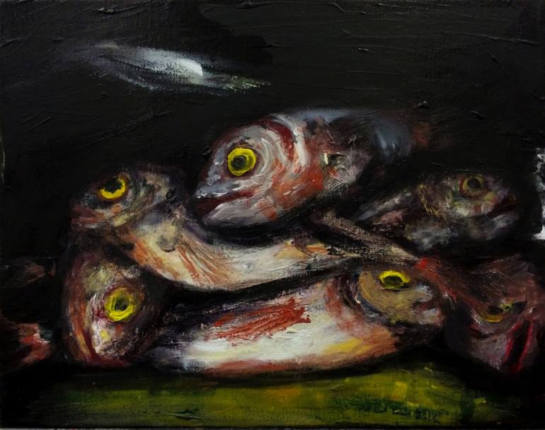 770x608 Saatchi Art Goya Fish Study Painting By Linda Mota - Goya Painting