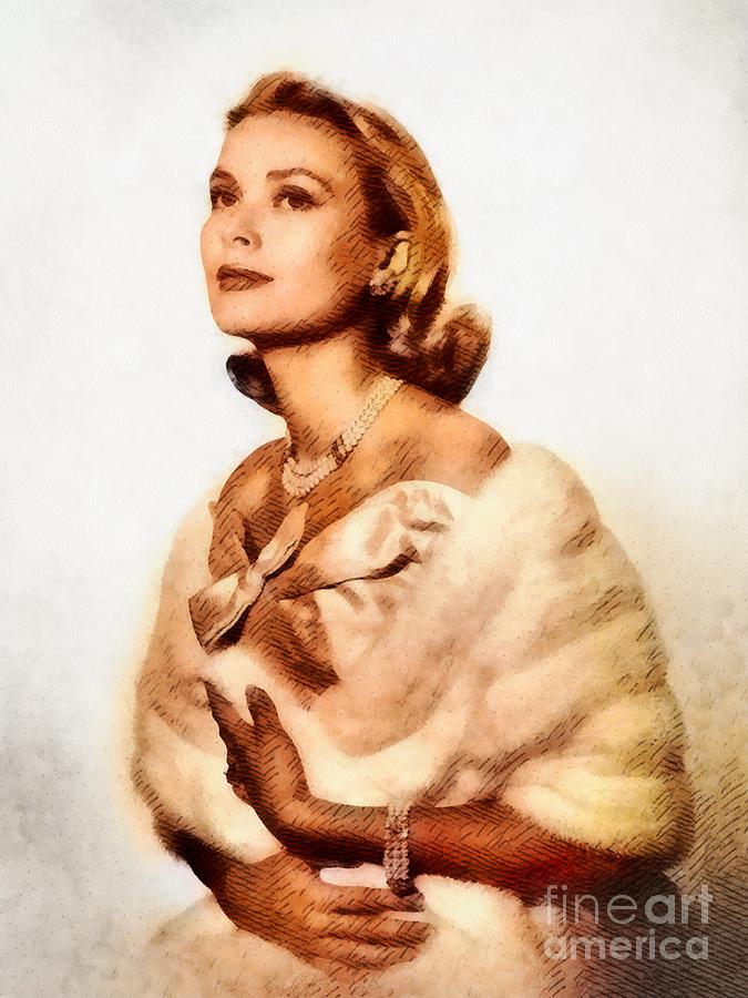 675x900 Grace Kelly, Vintage Actress By John Springfield Painting By John - Grace Kelly Painting