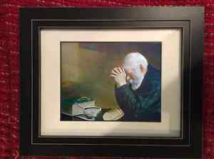 300x224 Framed Enstrom Grace Old Man Praying Over Supper Painting Real - Grace Painting