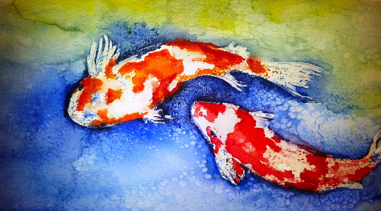 1306x724 Koi Fish Watercolor Painting Koi Fish Watercolor Somaye Graceful - Graceful Painting