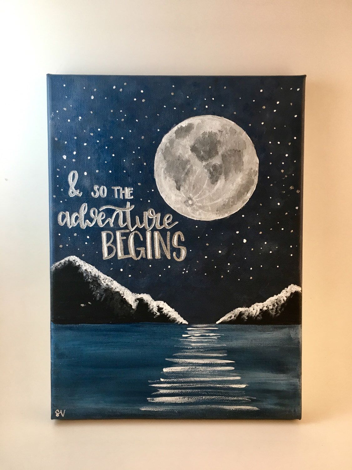 1125x1500 And So The Adventure Begins Handlettered Canvas Quote Painting - Graduation Painting