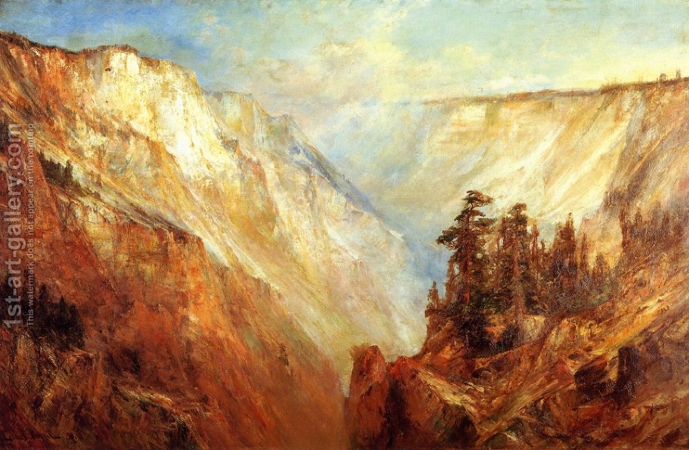 1000x654 Grand Canyon Of The Yellowstone River Lucien Whiting Powell - Grand Canyon Of The Yellowstone Painting