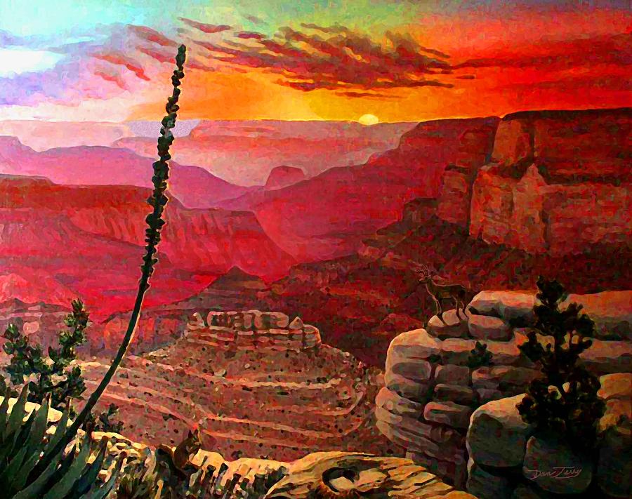 900x711 Grand Canyon Sunset Painting By Dan Terry - Grand Canyon Painting