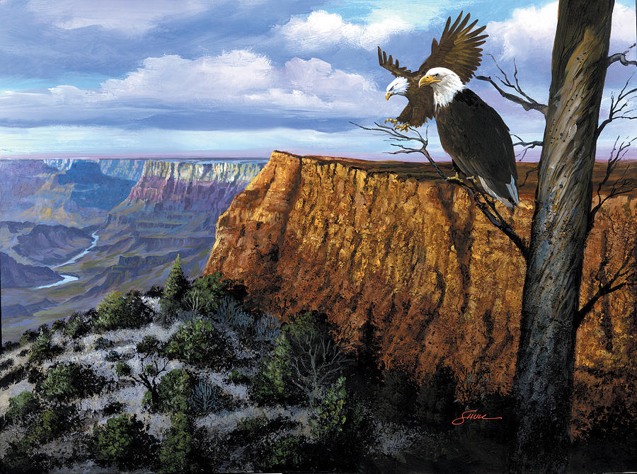 900x670 Grand Canyon Lookout Painting By Harold Shull - Grand Canyon Painting