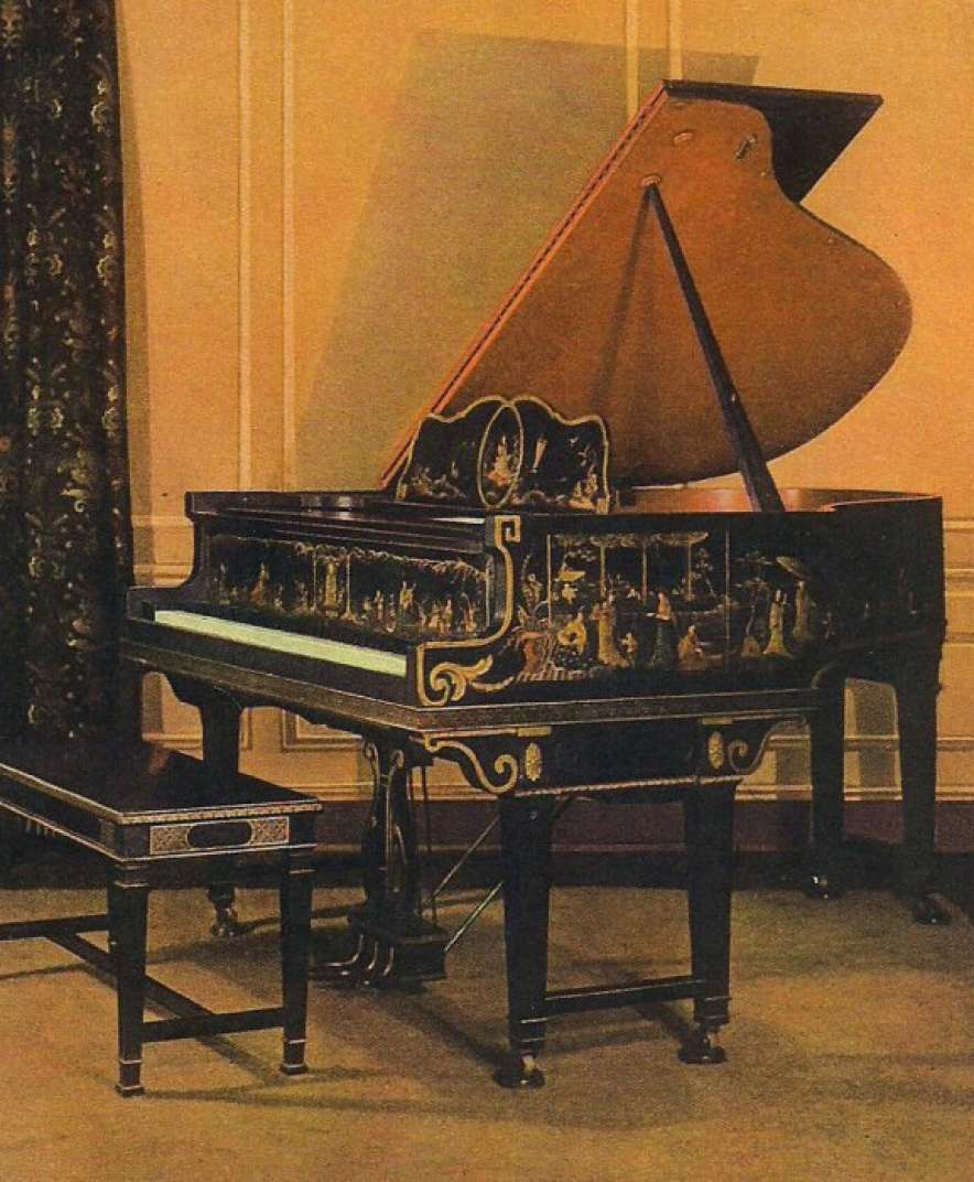 884x1072 Knabe Chinese Chippendale Style Painted Grand Piano Antique - Grand Piano Painting