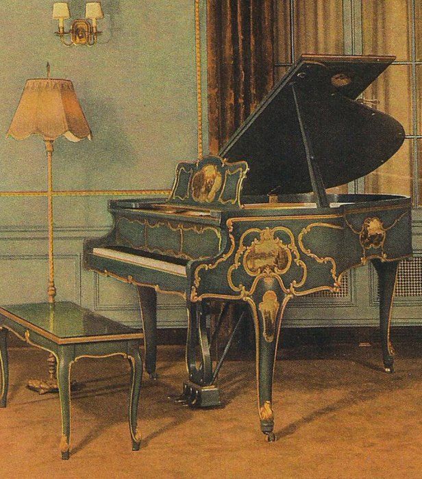 616x700 Knabe Louis Xv Style Painted Grand Piano The Antique Piano Shop - Grand Piano Painting