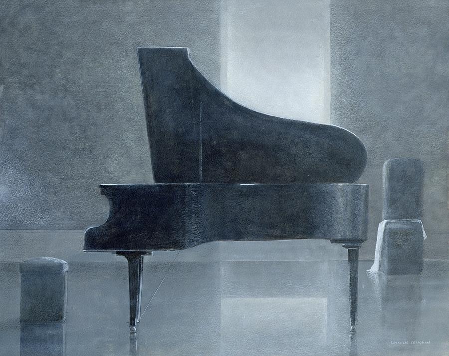 900x713 Black Piano 2004 Painting By Lincoln Seligman - Grand Piano Painting