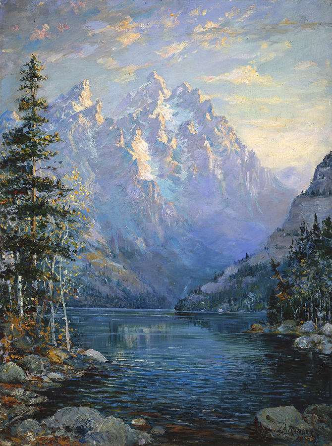 670x900 The Grand Tetons And Jenny Lake Painting By Lewis A Ramsey - Grand Teton Painting
