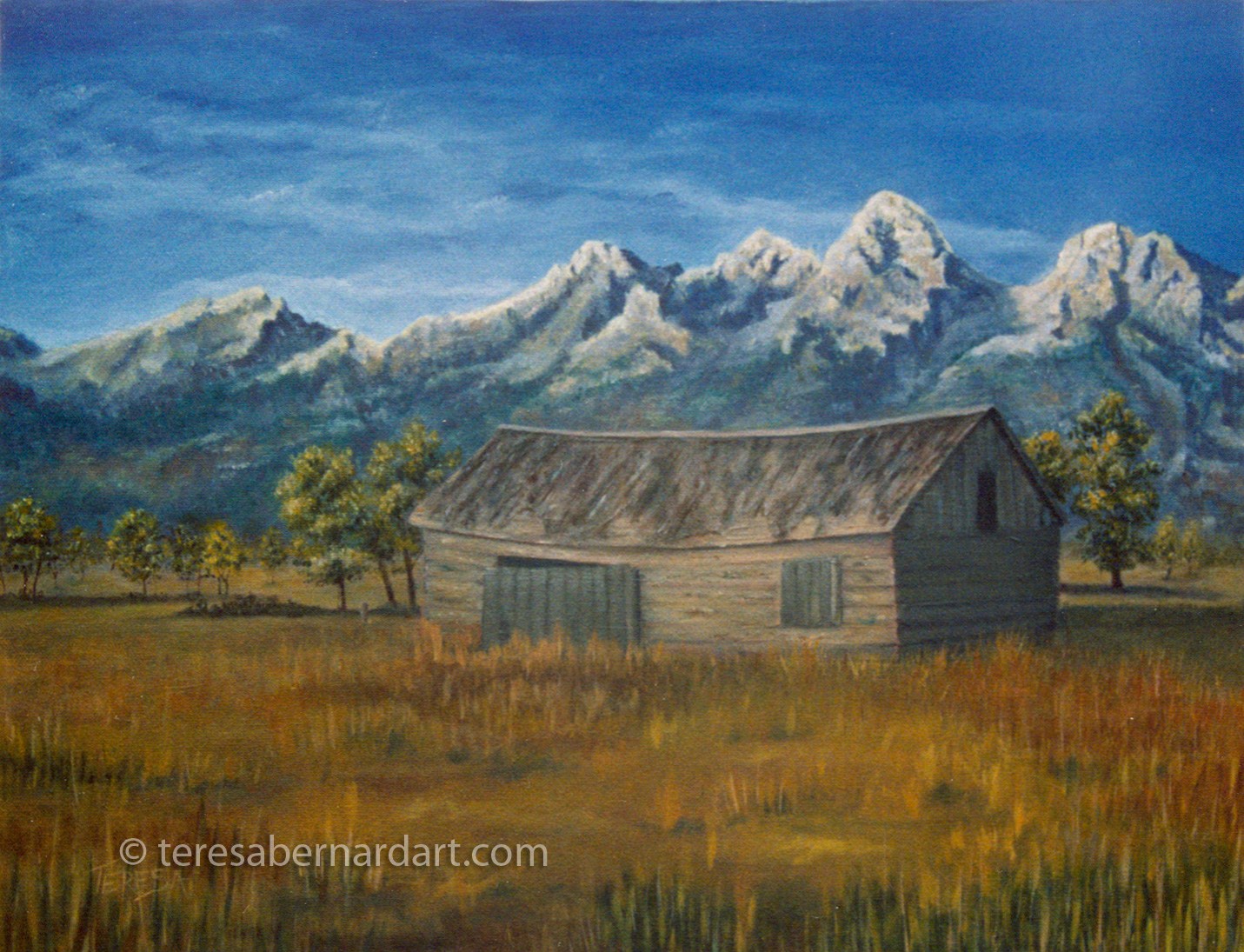 1431x1095 Grand Teton Mountains Oil Painting Teresa Bernard Oil Paintings - Grand Teton Painting