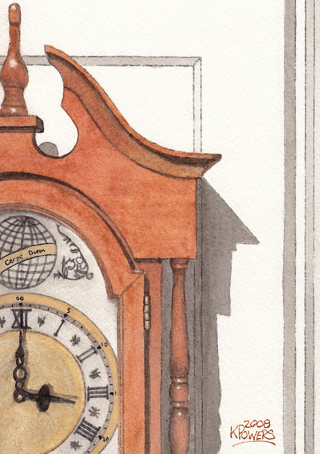 635x900 Grandfather Clock Painting By Ken Powers - Grandfather Clock Painting