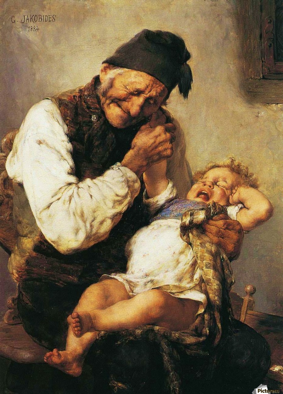 900x1254 Grandfather And Grandson - Grandfather Painting