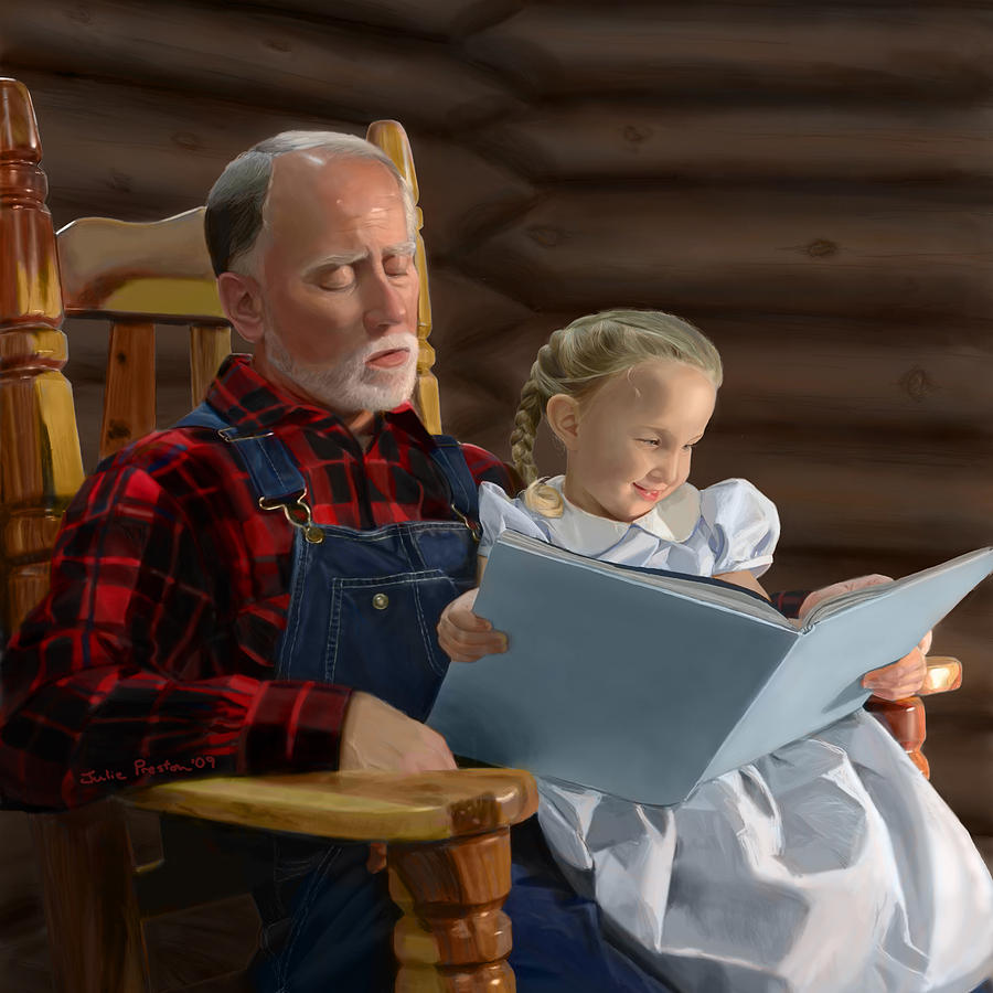 900x900 Heidi And Grandfather Painting By Julie Preston - Grandfather Painting