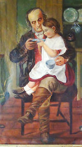 169x300 Antique 18c 19c British School Old Master Oil Painting - Grandfather Painting