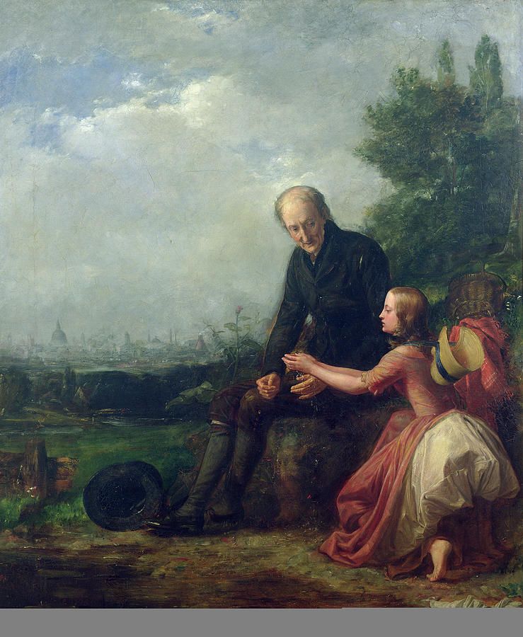 739x900 Little Nell And Her Grandfather Painting By William Holman Hunt - Grandfather Painting