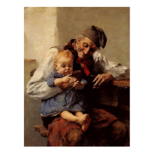 540x540 Painting Grandfather And Child Vintage Postcard - Grandfather Painting