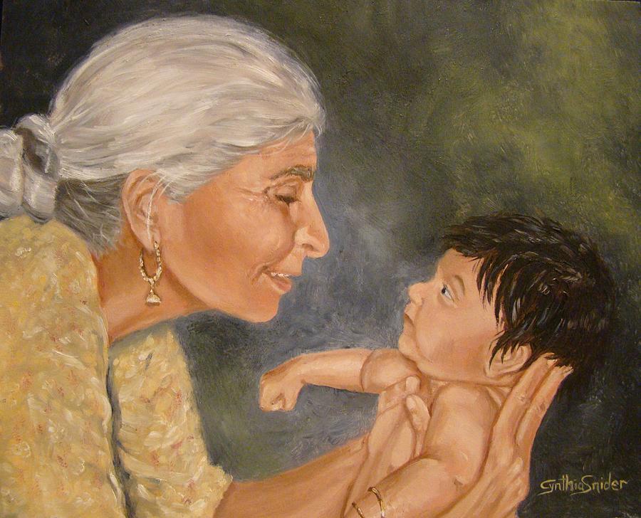 900x728 Grandmother's Love Painting By Cynthia Snider - Grandma Painting