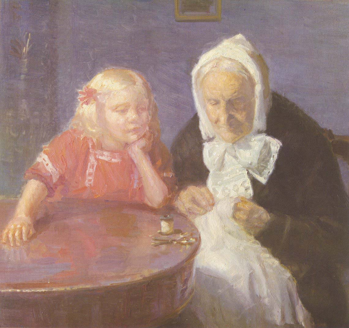 1140x1072 Keeping Grandma Company Painting Anna Ancher Oil Paintings - Grandma Painting