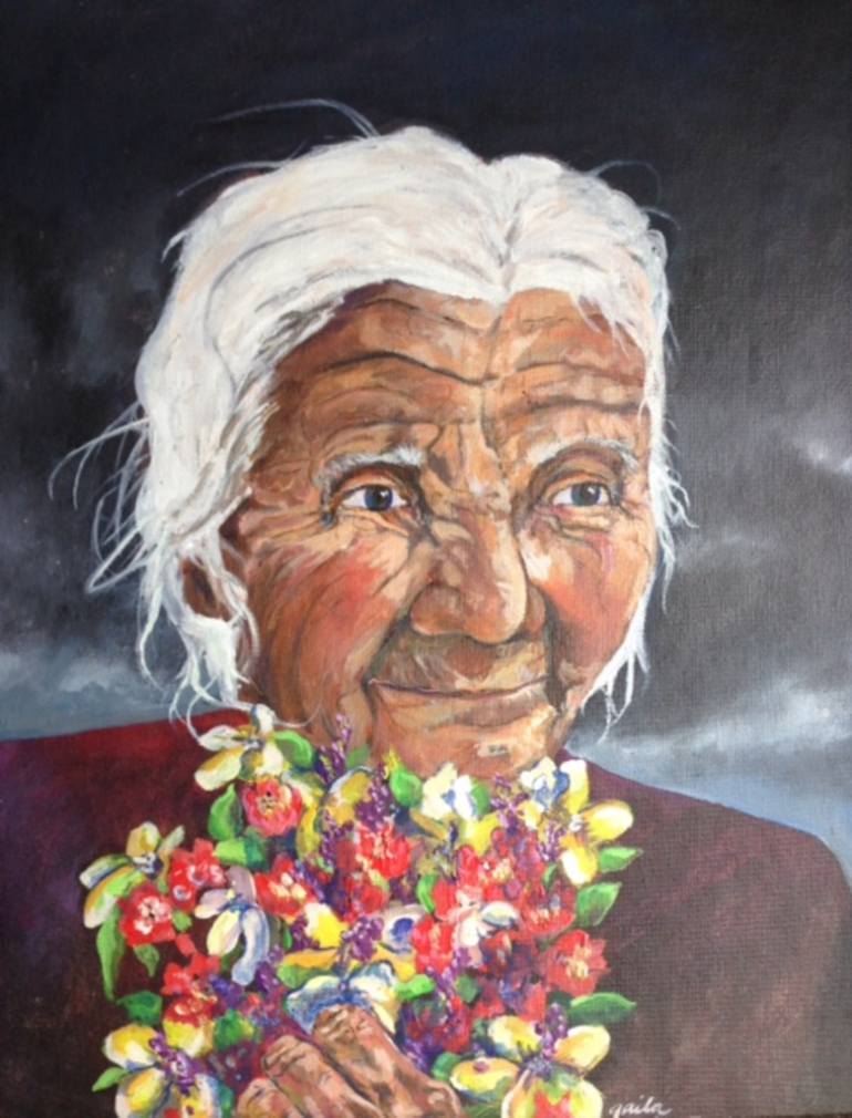 770x1010 Saatchi Art Grandma With Flowers With Storm Coming Painting By - Grandma Painting