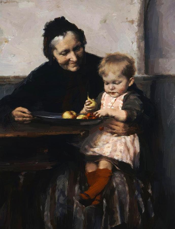 690x900 Grandma Favourite 1893 Painting By Jakobides Georgios - Grandma Painting