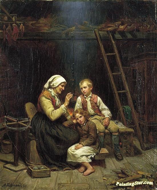 550x667 Grandmother's Tale Artwork By Adolph Tidemand Oil Painting Amp Art - Grandmother Painting
