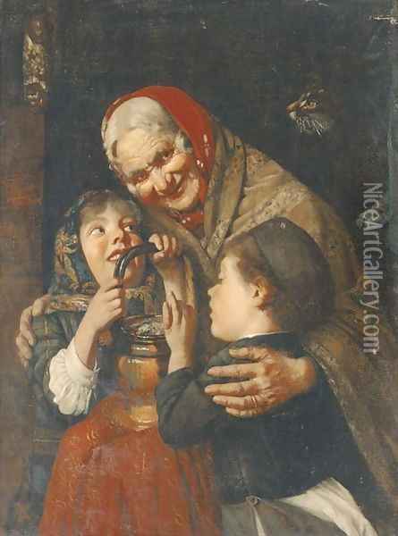 445x600 Grandmother's Favourites Oil Painting Reproduction By Rinaldo - Grandmother Painting
