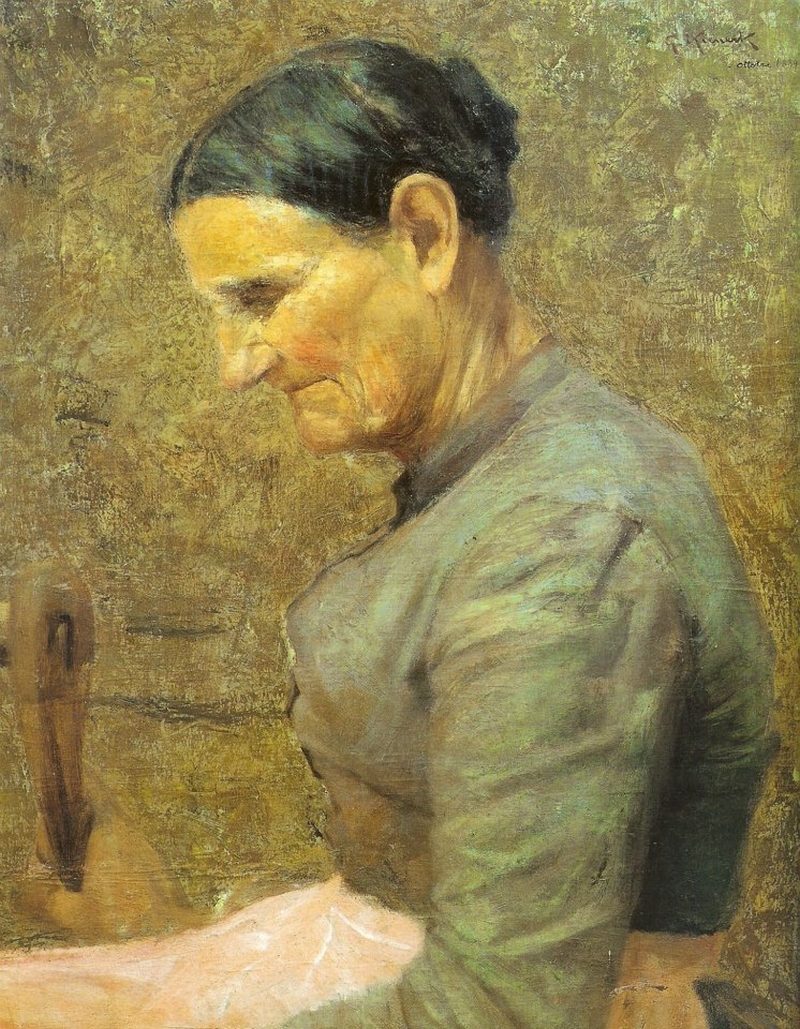 800x1029 Grandmother Painting Giorgio Kienerk Oil Paintings - Grandmother Painting