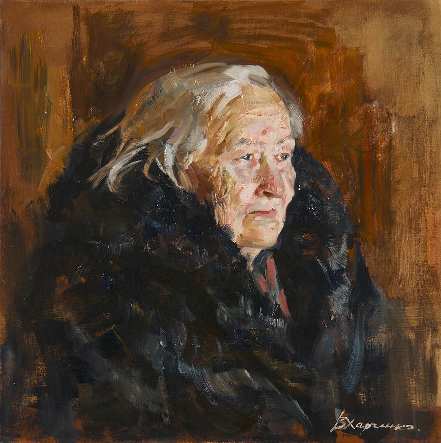 897x900 Grandmother Painting By Victoria Kharchenko - Grandmother Painting