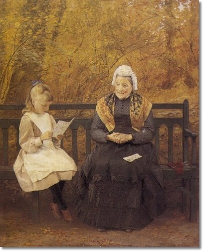 405x500 James Hayllar (James Hayllar), May Day Fine Artchildren - Grandmother Painting