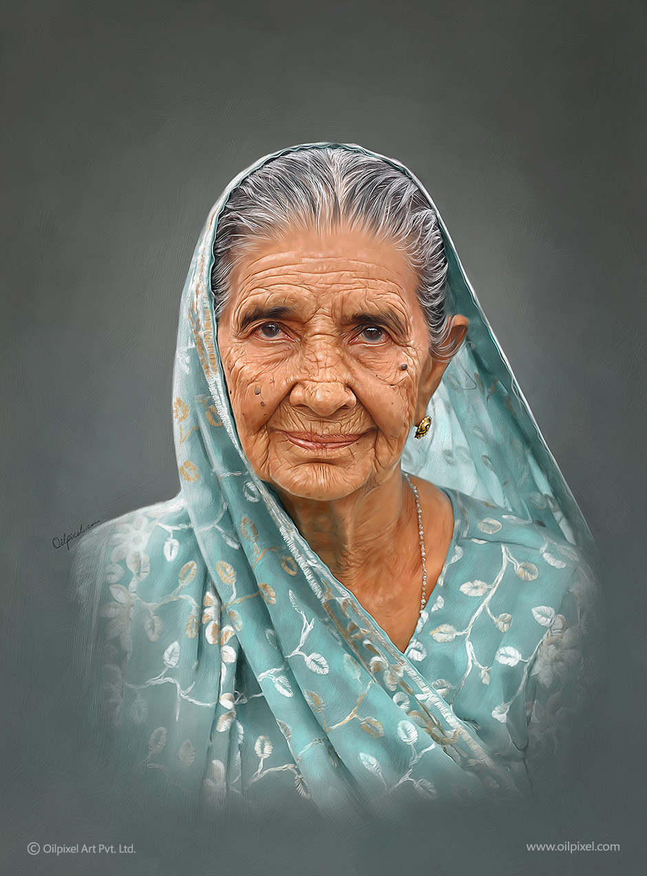 940x1272 Portrait Painting Of An Old Lady Self Digital Portrait Painting - Grandmother Painting