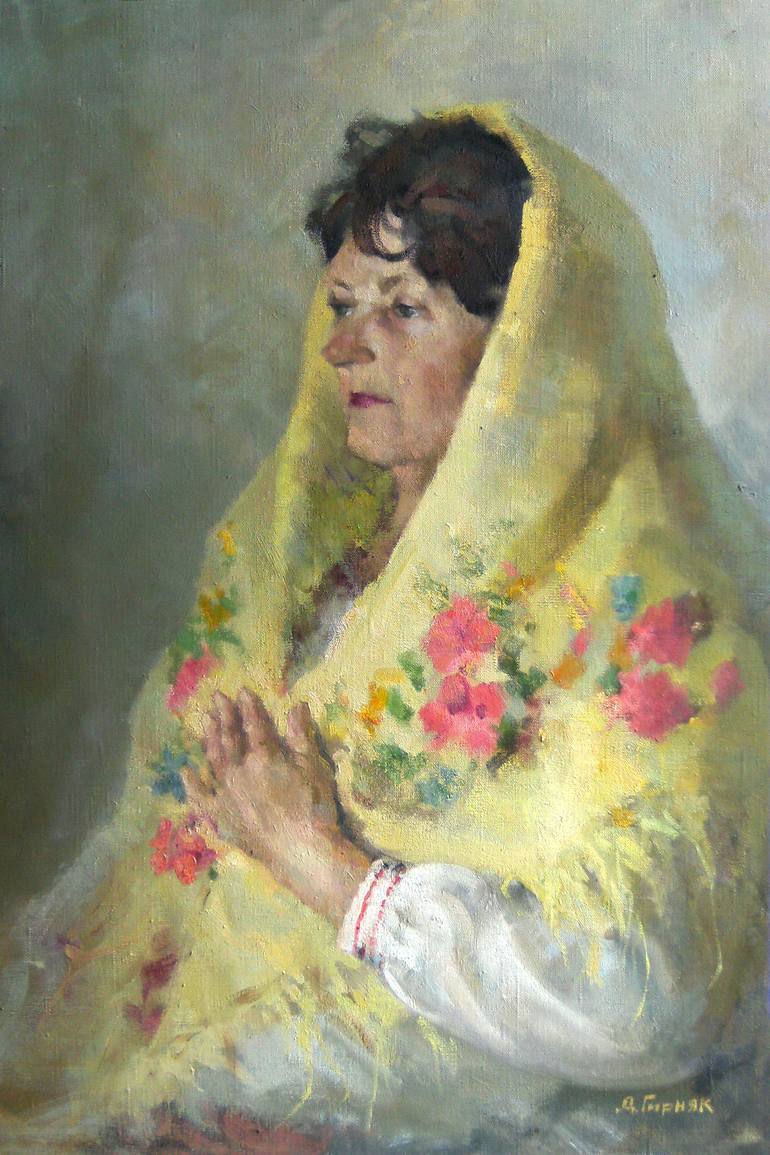 770x1155 Saatchi Art Portrait Of A Grandmother Painting By Dmitriy Hyrniak - Grandmother Painting